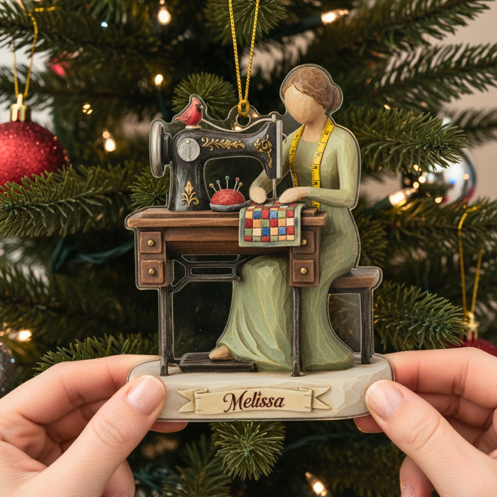 Sewing Lovers 2D Acrylic Ornament Needle & Thread Serenity Personalized