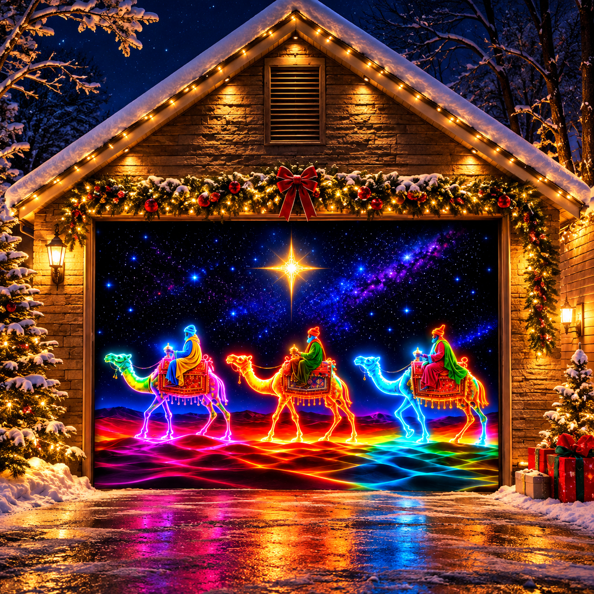 Christmas Garage Door Banner Decoration Journey Beneath Bethlehem’s Star