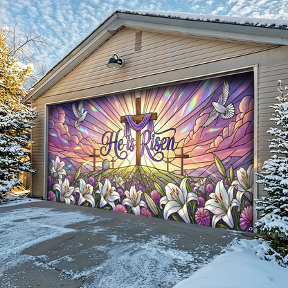 Christian Easter Garage Door Banner Decoration - New Beginnings Stained Glass Inspired