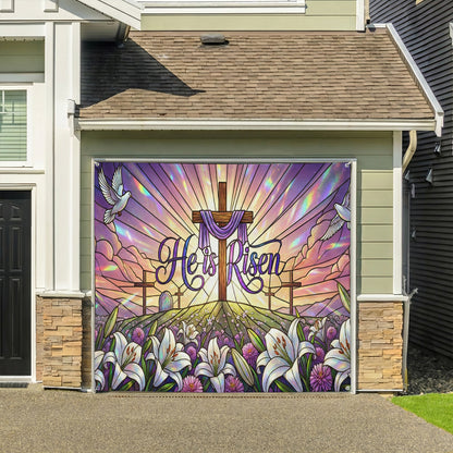 Christian Easter Garage Door Banner Decoration - New Beginnings Stained Glass Inspired