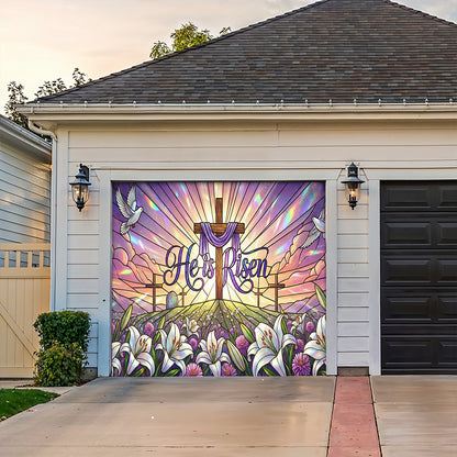 Christian Easter Garage Door Banner Decoration - New Beginnings Stained Glass Inspired