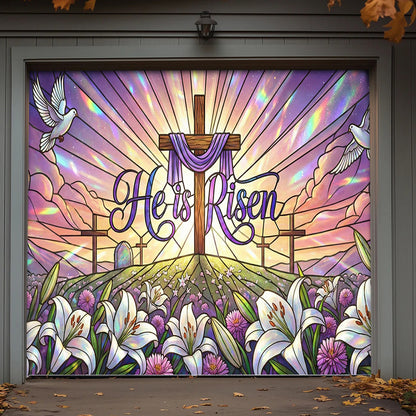 Christian Easter Garage Door Banner Decoration - New Beginnings Stained Glass Inspired
