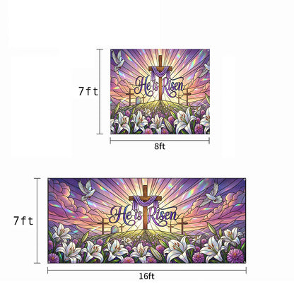 Christian Easter Garage Door Banner Decoration - New Beginnings Stained Glass Inspired