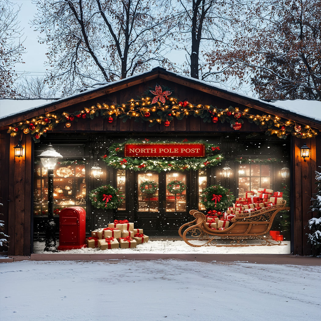 Christmas Garage Door Banner Decoration -  The North Pole Post