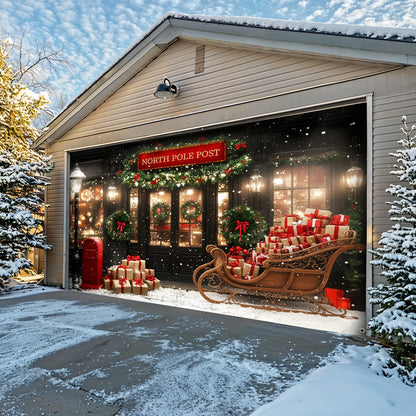 Christmas Garage Door Banner Decoration -  The North Pole Post