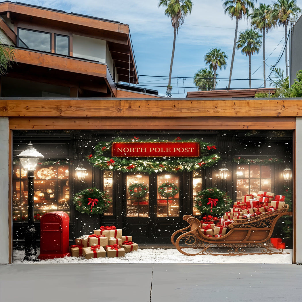 Christmas Garage Door Banner Decoration -  The North Pole Post