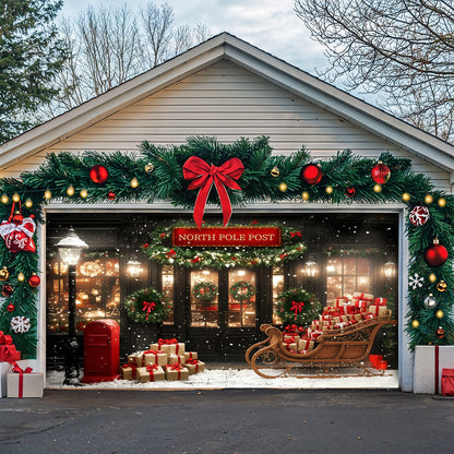 Christmas Garage Door Banner Decoration -  The North Pole Post
