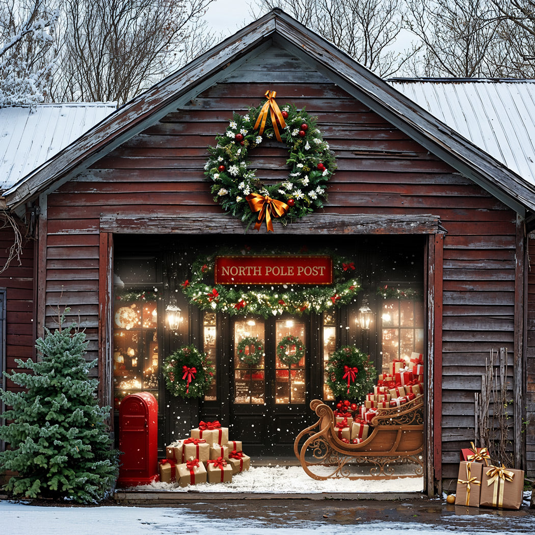 Christmas Garage Door Banner Decoration -  The North Pole Post