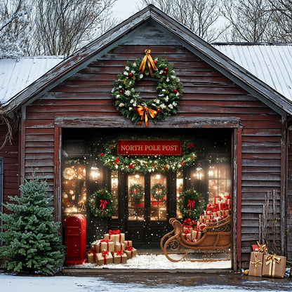 Christmas Garage Door Banner Decoration -  The North Pole Post