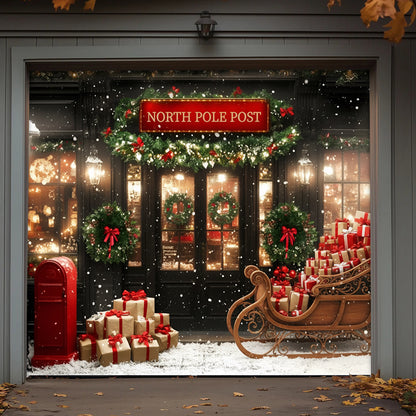Christmas Garage Door Banner Decoration -  The North Pole Post