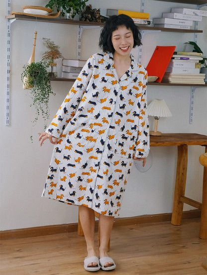 Dachshund 100% Cotton Fleece Sleep Dress