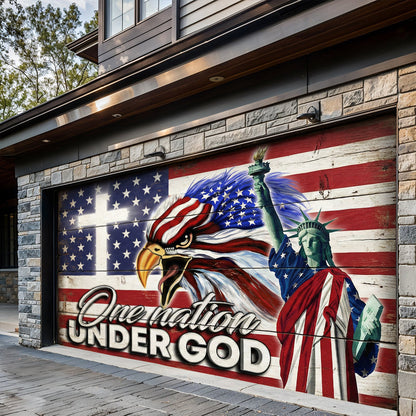 Christian Patriotic Garage Door Banner Decoration One Nation Under God