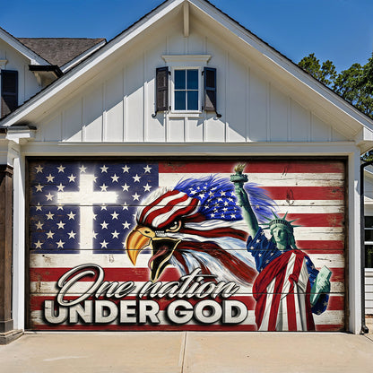 Christian Patriotic Garage Door Banner Decoration One Nation Under God