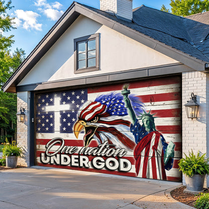 Christian Patriotic Garage Door Banner Decoration One Nation Under God