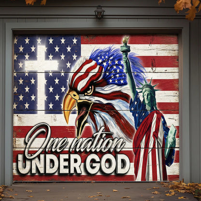 Christian Patriotic Garage Door Banner Decoration One Nation Under God