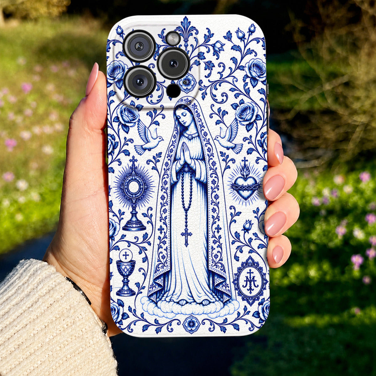 Christian Leather Phone Case Our Lady of Grace