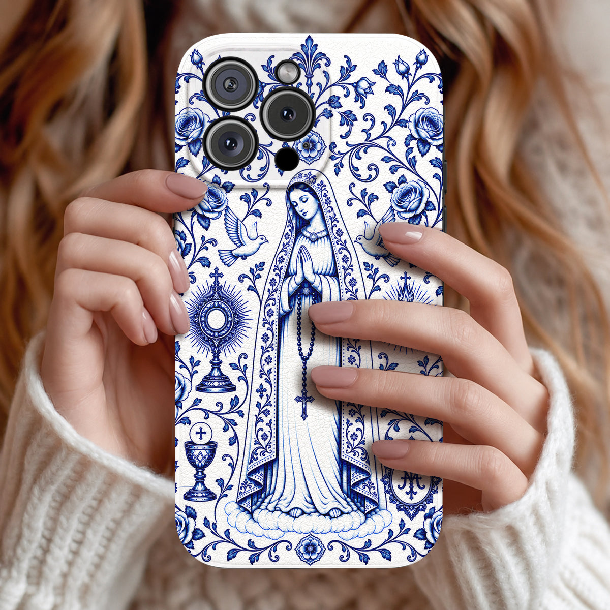 Christian Leather Phone Case Our Lady of Grace