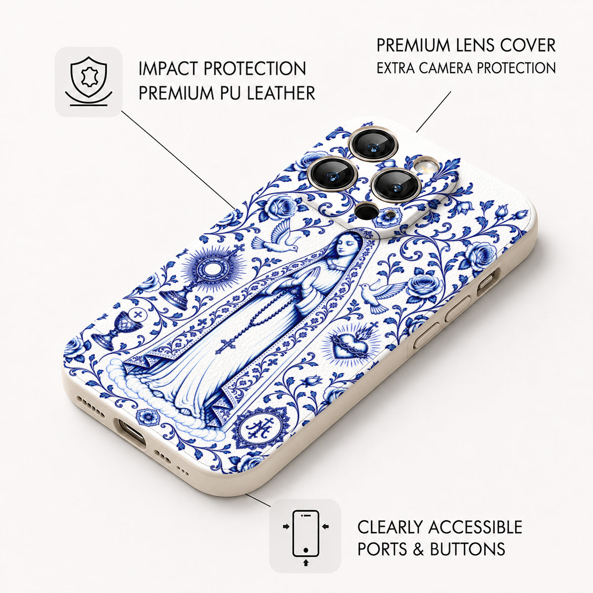 Christian Leather Phone Case Our Lady of Grace