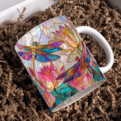 Dragonfly Ceramic Mug 2D Print Over The Lotus