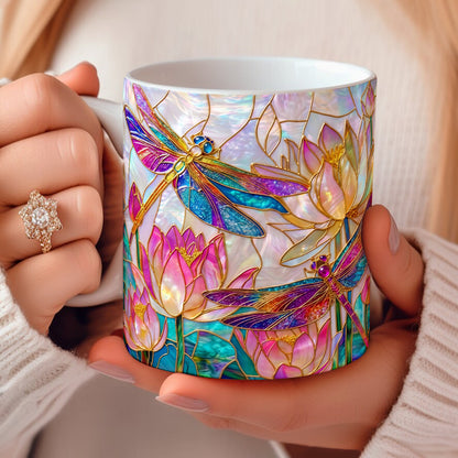 Dragonfly Ceramic Mug 2D Print Over The Lotus