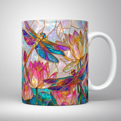 Dragonfly Ceramic Mug 2D Print Over The Lotus