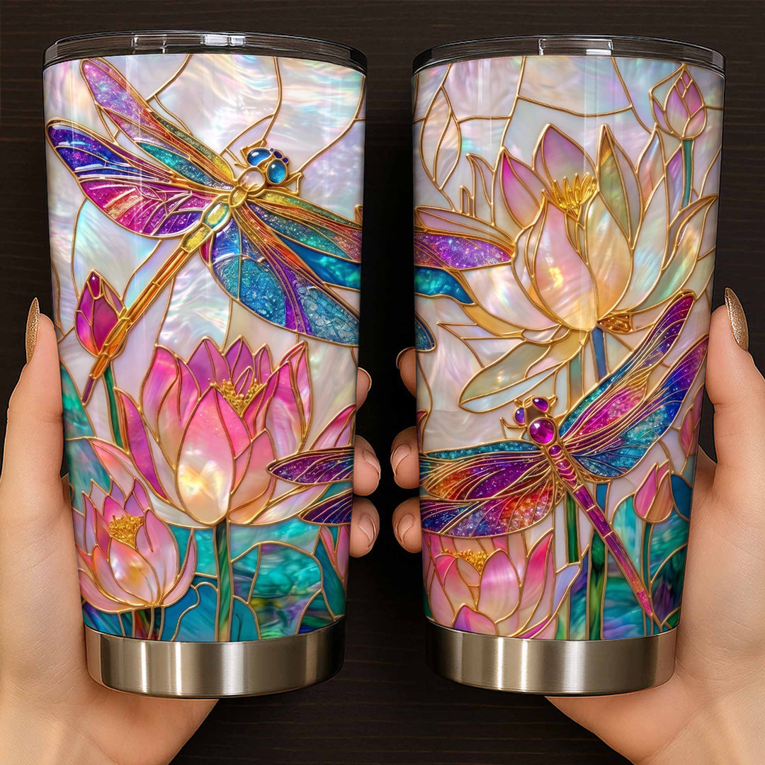 Dragonfly 20 oz Tumbler Over The Lotus
