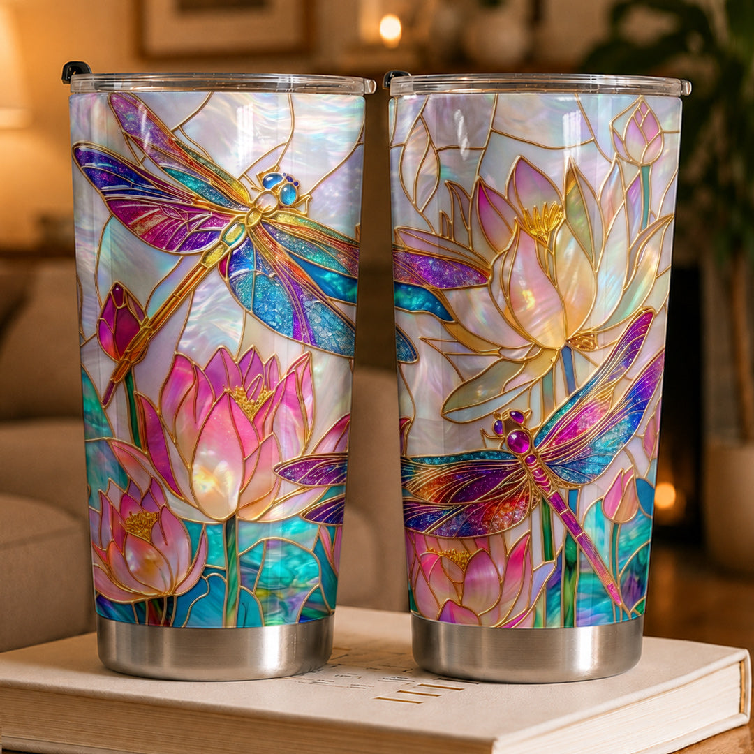 Dragonfly 20 oz Tumbler Over The Lotus