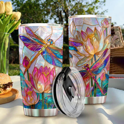 Dragonfly 20 oz Tumbler Over The Lotus