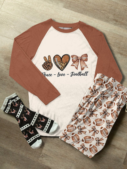 Football Raglan Lounge Pajamas Peace Love Football