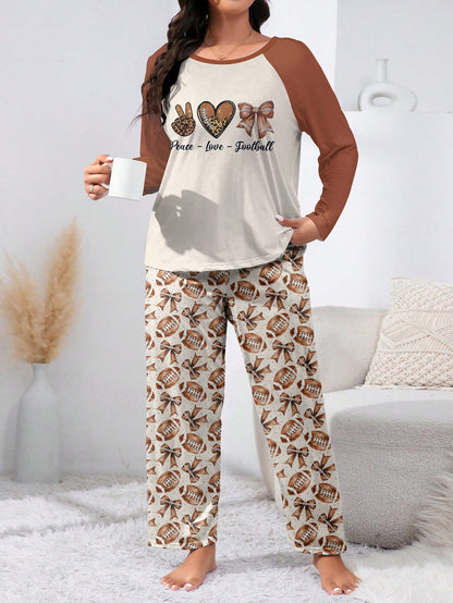 Football Raglan Lounge Pajamas Peace Love Football