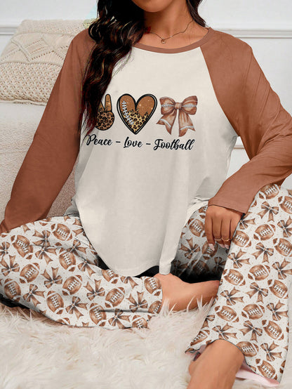 Football Raglan Lounge Pajamas Peace Love Football