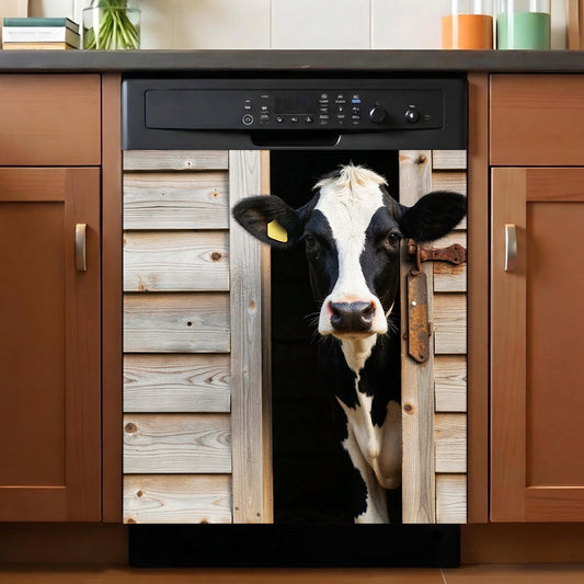 Farmhouse Magnetic Dishwasher Cover Peek-a-Moo