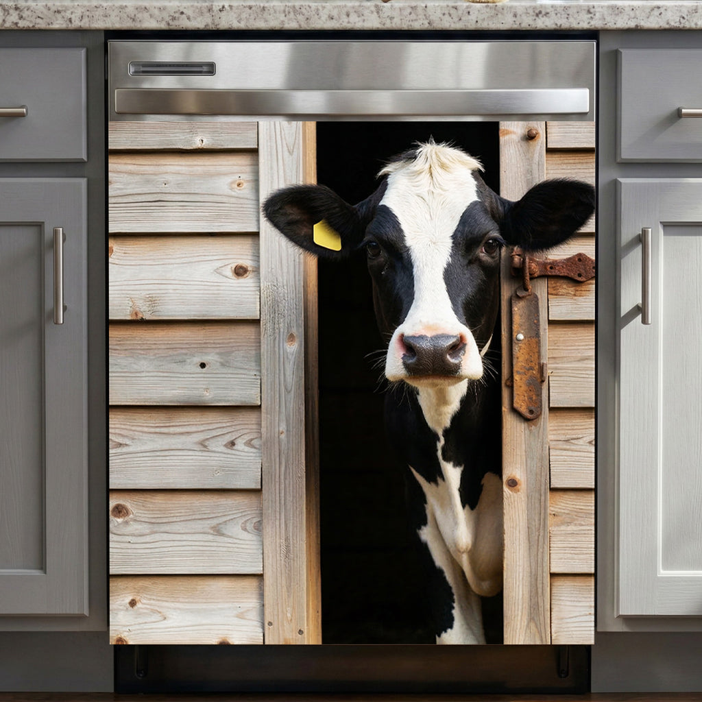 Farmhouse Magnetic Dishwasher Cover Peek-a-Moo