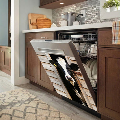 Farmhouse Magnetic Dishwasher Cover Peek-a-Moo
