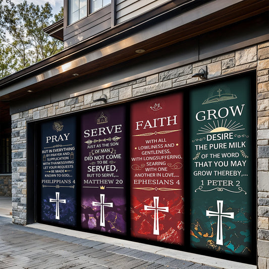 Christian Easter Garage Door Banner Decoration - Pillars Of Grace