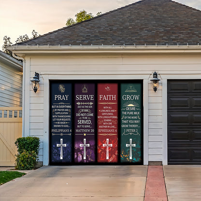 Christian Easter Garage Door Banner Decoration - Pillars Of Grace
