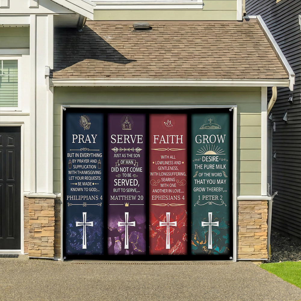 Christian Easter Garage Door Banner Decoration - Pillars Of Grace
