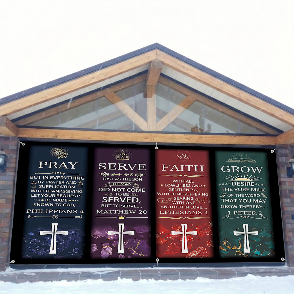Christian Easter Garage Door Banner Decoration - Pillars Of Grace