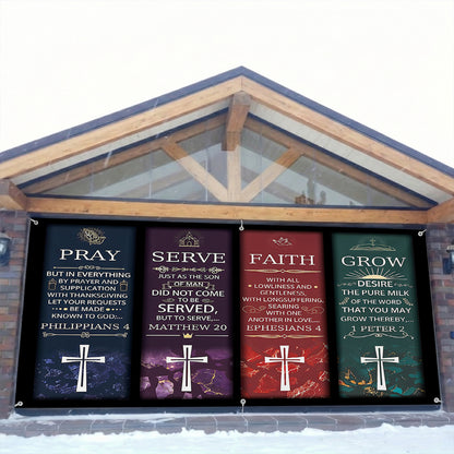 Christian Easter Garage Door Banner Decoration - Pillars Of Grace