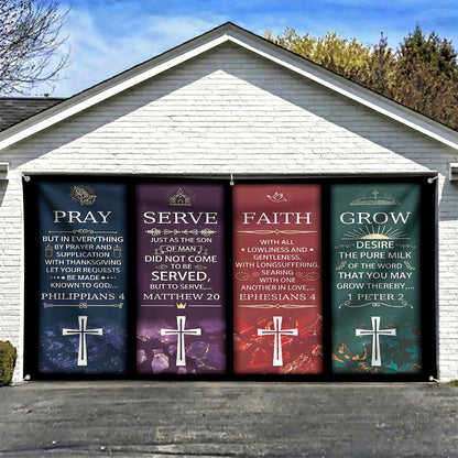Christian Easter Garage Door Banner Decoration - Pillars Of Grace
