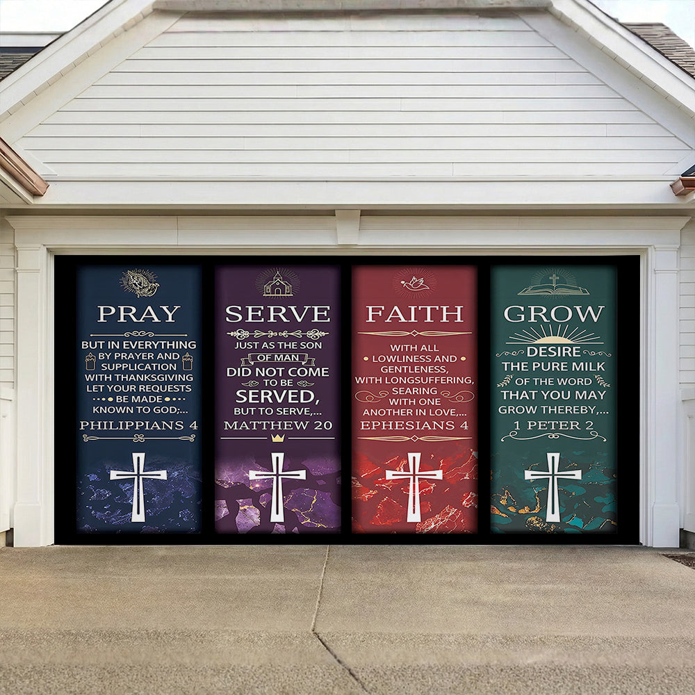 Christian Easter Garage Door Banner Decoration - Pillars Of Grace