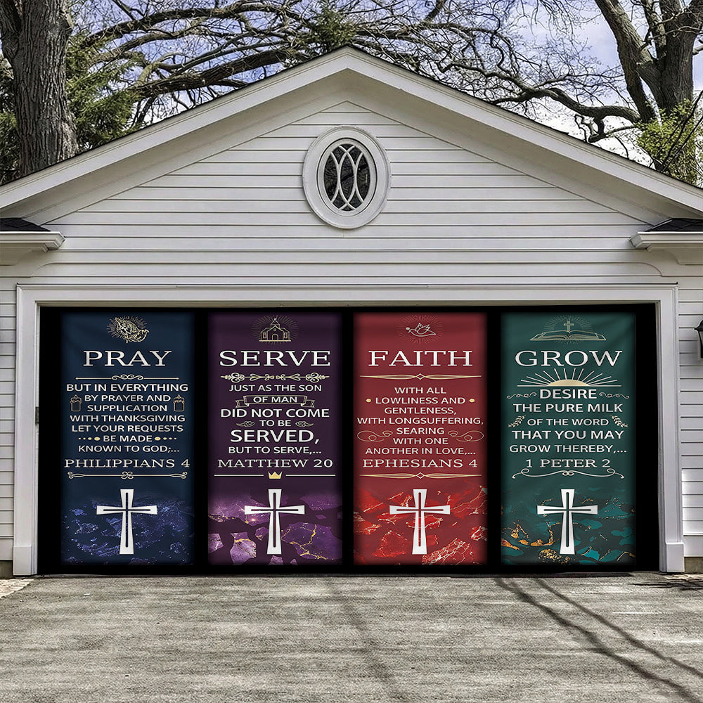 Christian Easter Garage Door Banner Decoration - Pillars Of Grace