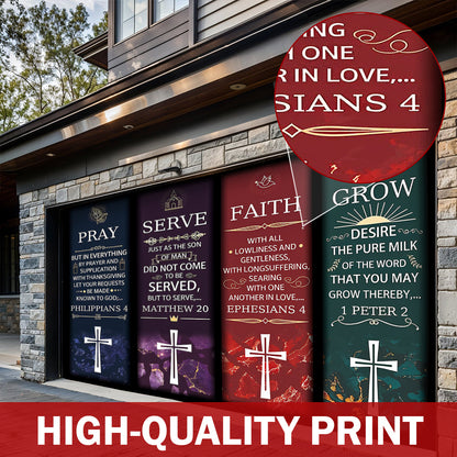 Christian Easter Garage Door Banner Decoration - Pillars Of Grace