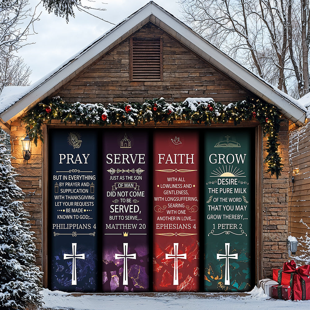 Christian Easter Garage Door Banner Decoration - Pillars Of Grace