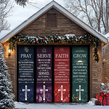 Christian Easter Garage Door Banner Decoration - Pillars Of Grace