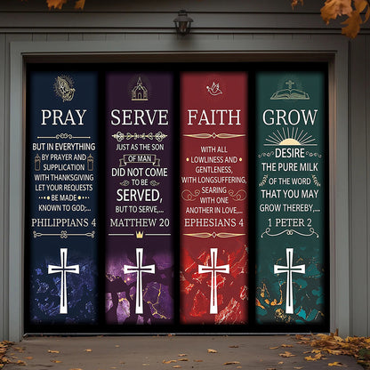 Christian Easter Garage Door Banner Decoration - Pillars Of Grace