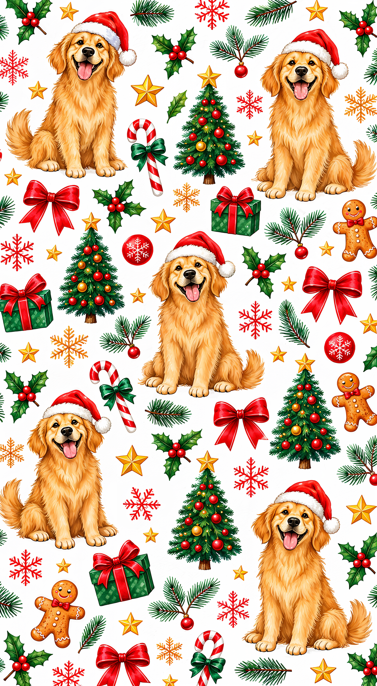 Dog Lover Kitchen Towel Playful Christmas Golden Retriever
