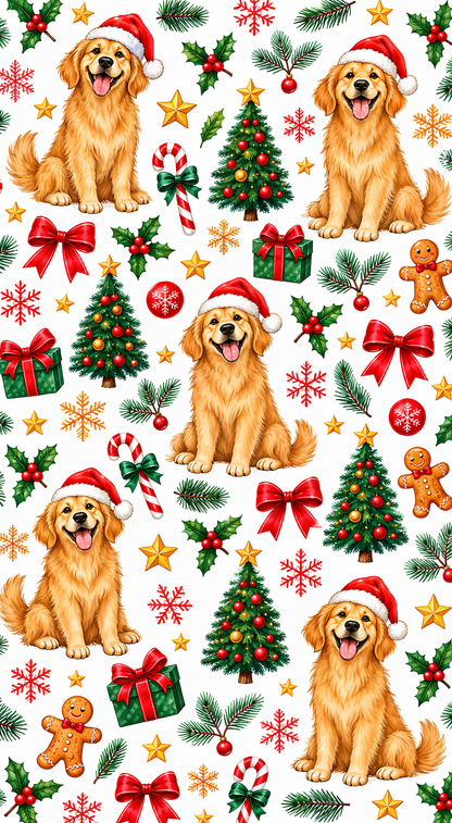 Dog Lover Kitchen Towel Playful Christmas Golden Retriever