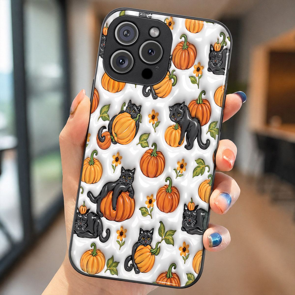 Cat Lover Phone Case Playful Pumpkin Paws