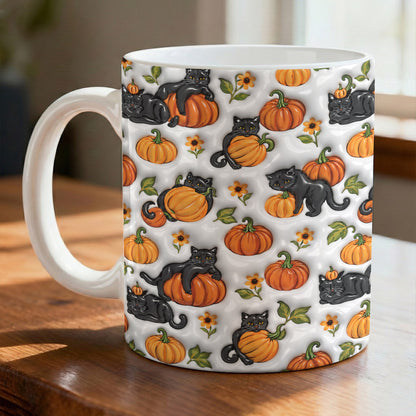 Cat Lover Ceramic Mug Playful Pumpkin Paws